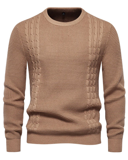 2023 Men's Warm Pullover Sweater - Soft Solid Color for Fall