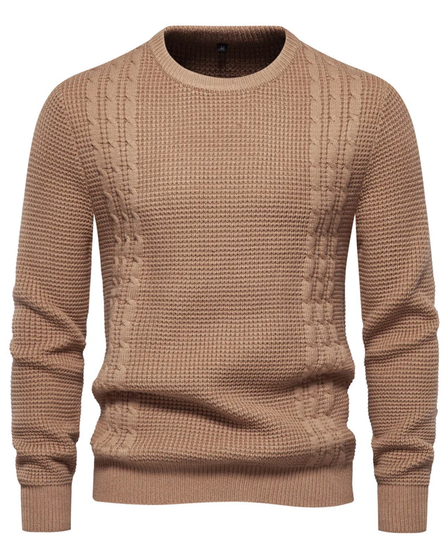 2023 Men's Warm Pullover Sweater - Soft Solid Color for Fall