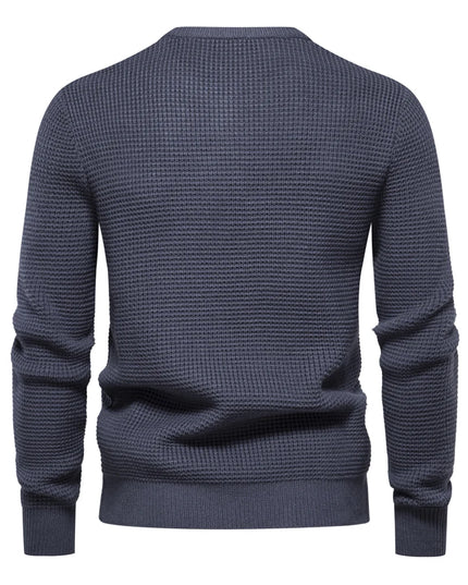 2023 Men's Warm Pullover Sweater - Soft Solid Color for Fall