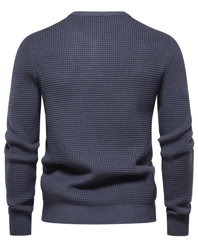 2023 Men's Warm Pullover Sweater - Soft Solid Color for Fall