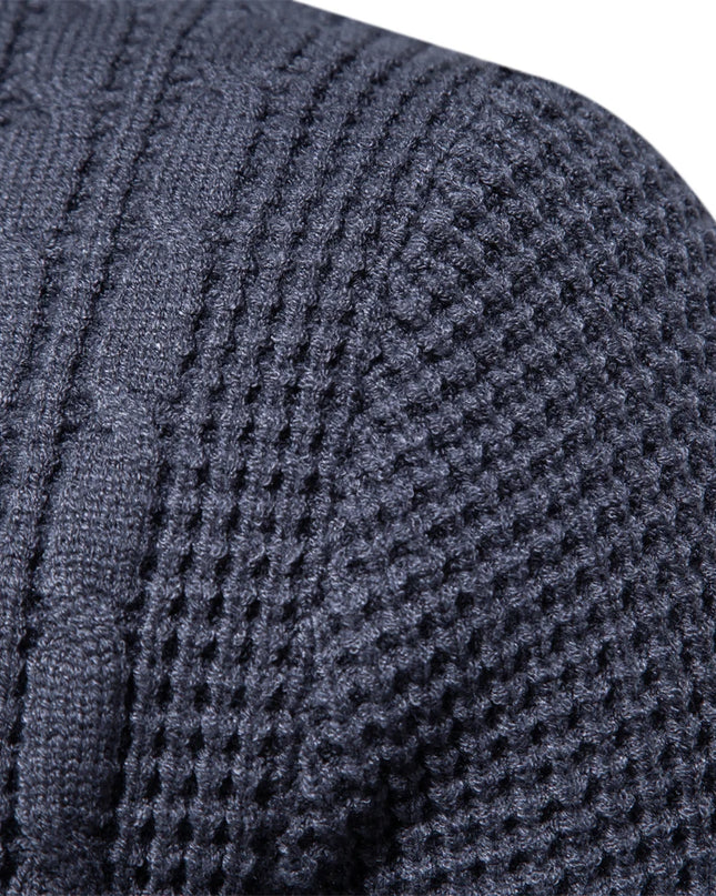 2023 Men's Warm Pullover Sweater - Soft Solid Color for Fall