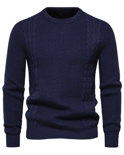2023 Men's Warm Pullover Sweater - Soft Solid Color for Fall