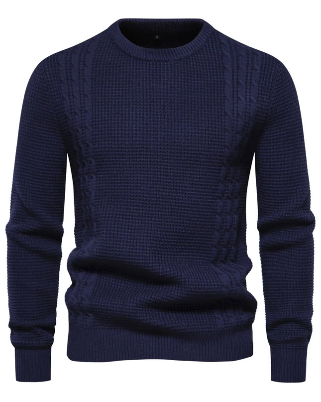 2023 Men's Warm Pullover Sweater - Soft Solid Color for Fall