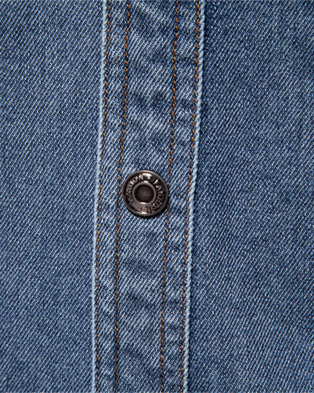 2024 AIOPESON Men's 100% Cotton Denim Shirts - Long Sleeve Casual Style
