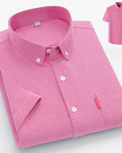 2024 Luxury Men's Short Sleeve Oxford Shirt - Casual Slim Fit Cotton