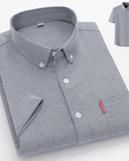 2024 Luxury Men's Short Sleeve Oxford Shirt - Casual Slim Fit Cotton