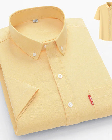 2024 Luxury Men's Short Sleeve Oxford Shirt - Casual Slim Fit Cotton