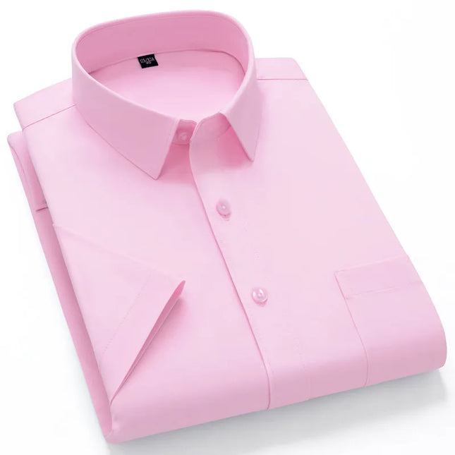 2024 Men's Short Sleeve Dress Shirt - Anti-Wrinkle Slim Fit Navy