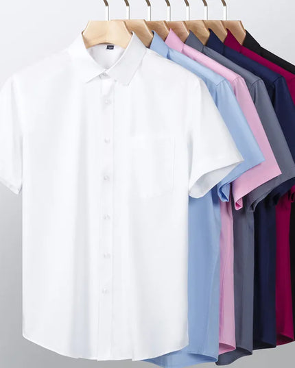 2024 Men's Short Sleeve Dress Shirt - Anti-Wrinkle Slim Fit Navy