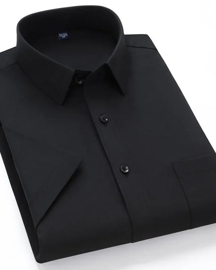 2024 Men's Short Sleeve Dress Shirt - Anti-Wrinkle Slim Fit Navy