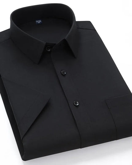 2024 Men's Short Sleeve Dress Shirt - Anti-Wrinkle Slim Fit Navy