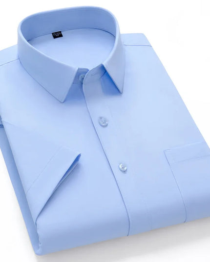 2024 Men's Short Sleeve Dress Shirt - Anti-Wrinkle Slim Fit Navy