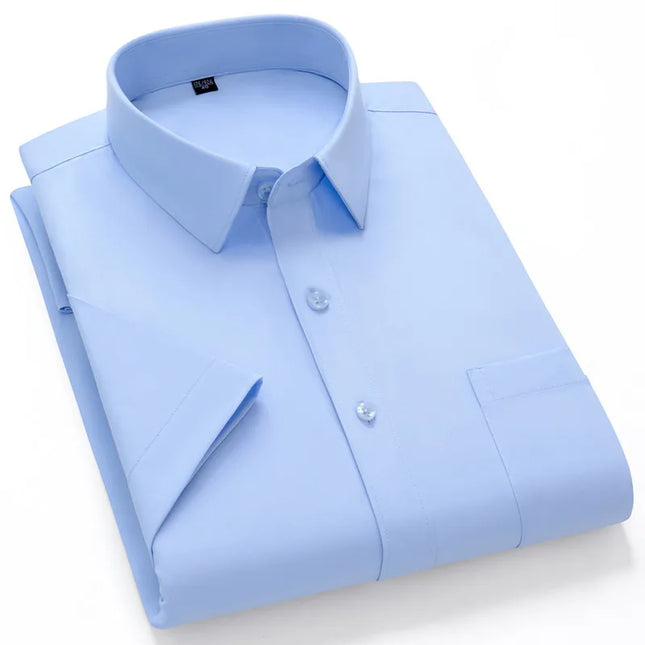 2024 Men's Short Sleeve Dress Shirt - Anti-Wrinkle Slim Fit Navy