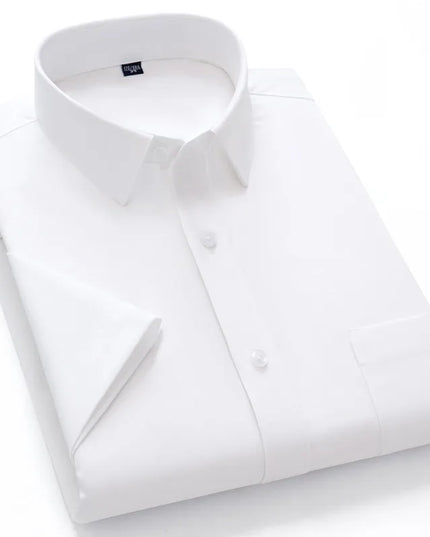 2024 Men's Short Sleeve Dress Shirt - Anti-Wrinkle Slim Fit Navy