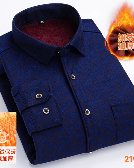 2025 Men's Thickened Fleece Plaid Shirts - Casual Long Sleeve