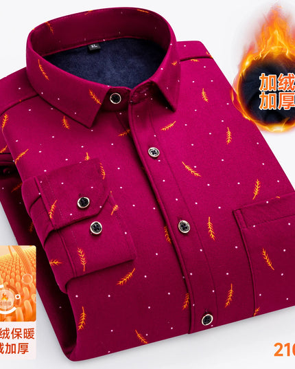 2025 Men's Thickened Fleece Plaid Shirts - Casual Long Sleeve