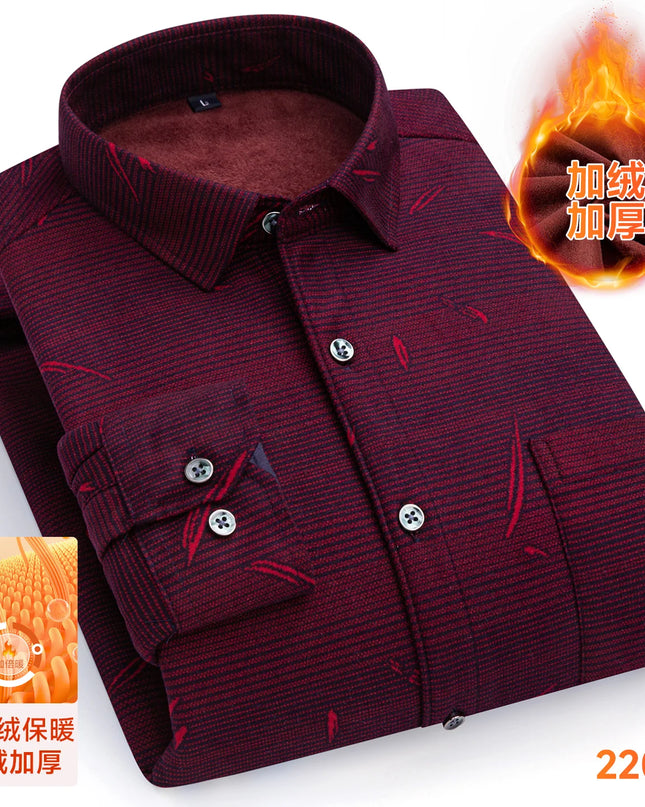 2025 Men's Thickened Fleece Plaid Shirts - Casual Long Sleeve