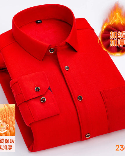 2025 Men's Thickened Fleece Plaid Shirts - Casual Long Sleeve