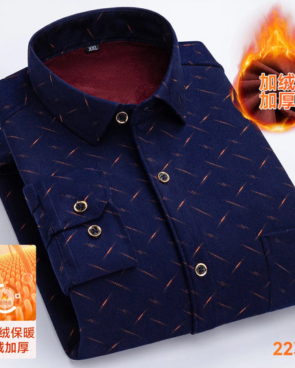 2025 Men's Thickened Fleece Plaid Shirts - Casual Long Sleeve