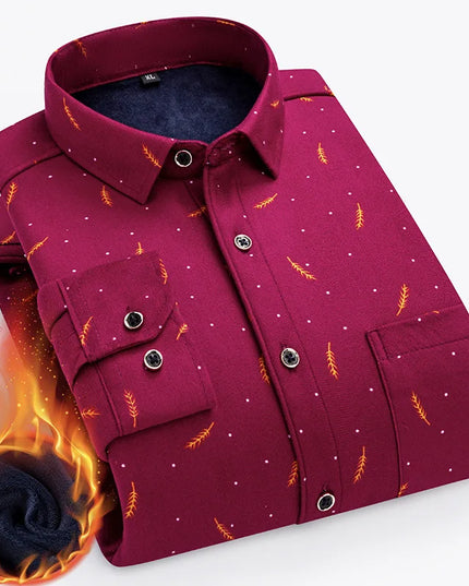 2025 Men's Thickened Fleece Plaid Shirts - Casual Long Sleeve