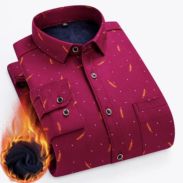 2025 Men's Thickened Fleece Plaid Shirts - Casual Long Sleeve