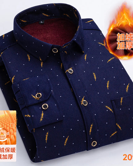 2025 Men's Thickened Fleece Plaid Shirts - Casual Long Sleeve