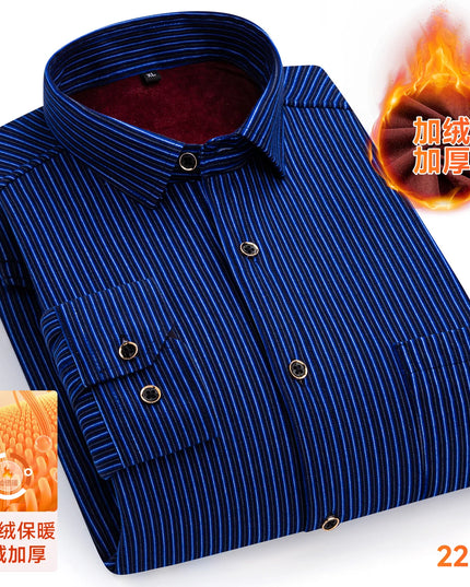 2025 Men's Thickened Fleece Plaid Shirts - Casual Long Sleeve