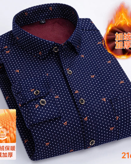 2025 Men's Thickened Fleece Plaid Shirts - Casual Long Sleeve
