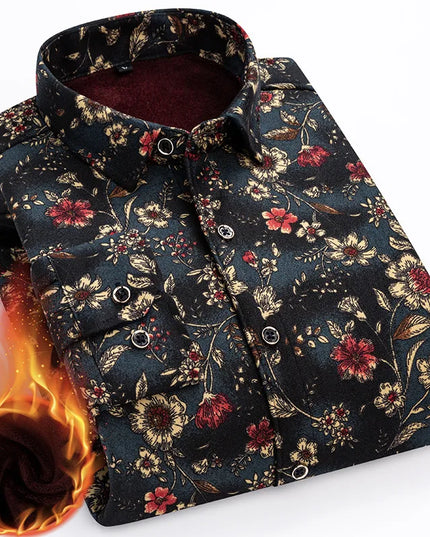 2025 Men's Thickened Fleece Plaid Shirts - Casual Long Sleeve
