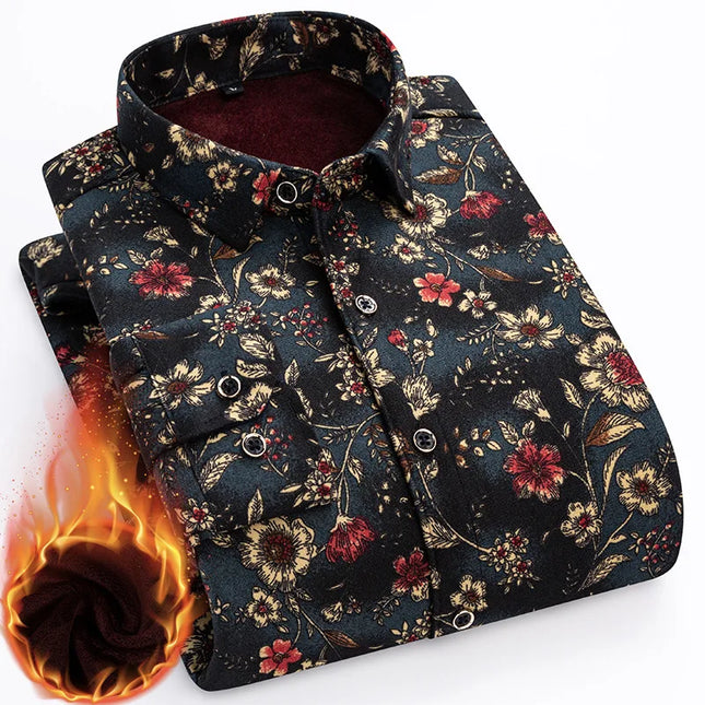2025 Men's Thickened Fleece Plaid Shirts - Casual Long Sleeve
