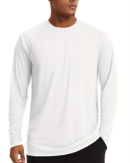 Men'S Summer Sun Long-sleeved T-shirt Polyester Fabric Comfortable Thin And Breathable Moisture Wicking Style Round Neck Outdoor Hiking Running Fishing Swimming And Other Outdoor Sports Tops -   | Stylish & Elegant Fashion by Voldri