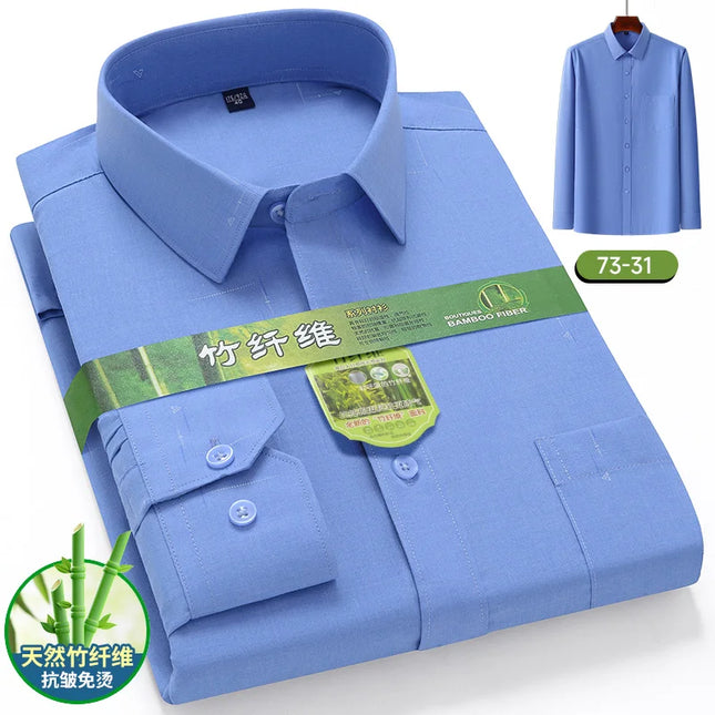 7XL 6XL 5XL Men's Printed Shirt - Bamboo Fiber, Long Sleeve Comfort