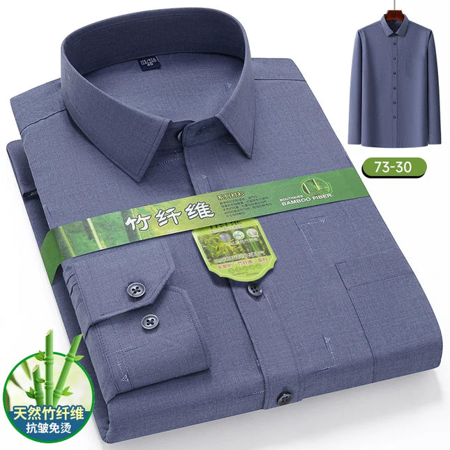 7XL 6XL 5XL Men's Printed Shirt - Bamboo Fiber, Long Sleeve Comfort
