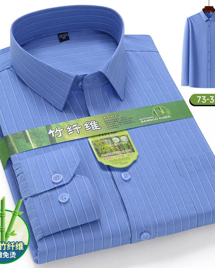 7XL 6XL 5XL Men's Printed Shirt - Bamboo Fiber, Long Sleeve Comfort