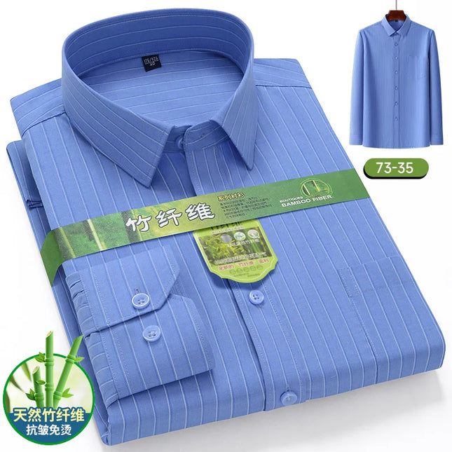7XL 6XL 5XL Men's Printed Shirt - Bamboo Fiber, Long Sleeve Comfort