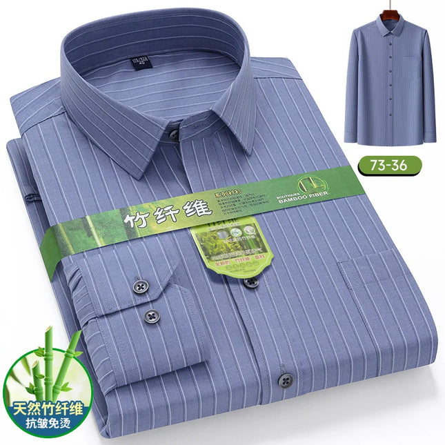 7XL 6XL 5XL Men's Printed Shirt - Bamboo Fiber, Long Sleeve Comfort