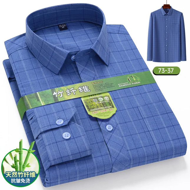7XL 6XL 5XL Men's Printed Shirt - Bamboo Fiber, Long Sleeve Comfort