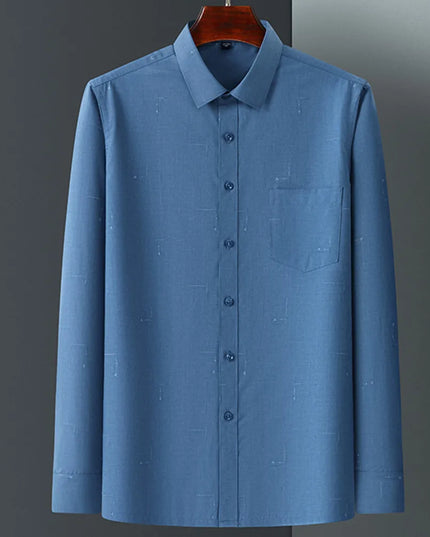 7XL 6XL 5XL Men's Printed Shirt - Bamboo Fiber, Long Sleeve Comfort