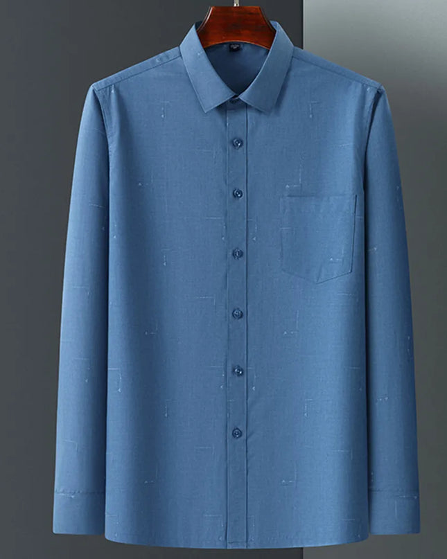 7XL 6XL 5XL Men's Printed Shirt - Bamboo Fiber, Long Sleeve Comfort
