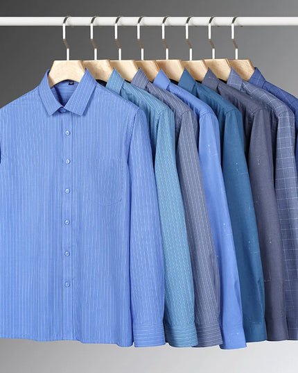 7XL 6XL 5XL Men's Printed Shirt - Bamboo Fiber, Long Sleeve Comfort