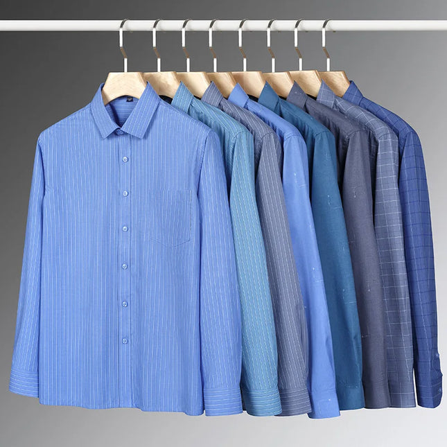7XL 6XL 5XL Men's Printed Shirt - Bamboo Fiber, Long Sleeve Comfort