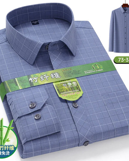 7XL 6XL 5XL Men's Printed Shirt - Bamboo Fiber, Long Sleeve Comfort