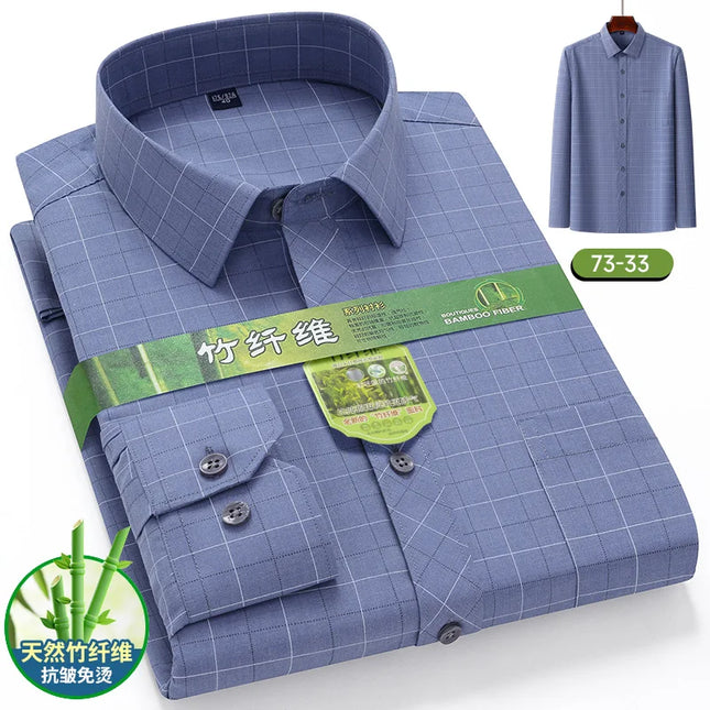 7XL 6XL 5XL Men's Printed Shirt - Bamboo Fiber, Long Sleeve Comfort