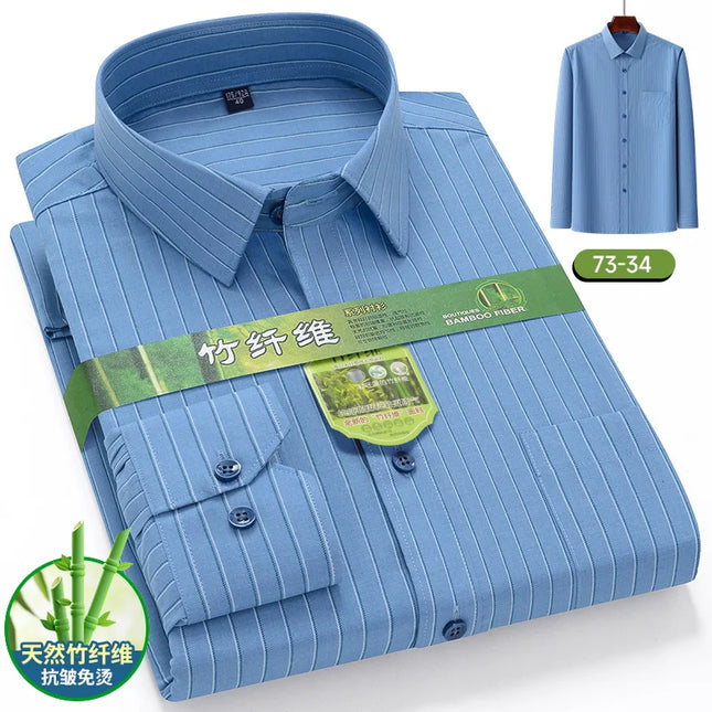 7XL 6XL 5XL Men's Printed Shirt - Bamboo Fiber, Long Sleeve Comfort