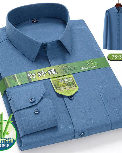 7XL 6XL 5XL Men's Printed Shirt - Bamboo Fiber, Long Sleeve Comfort