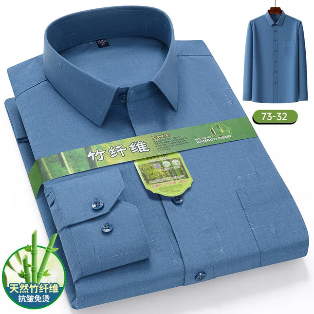 7XL 6XL 5XL Men's Printed Shirt - Bamboo Fiber, Long Sleeve Comfort