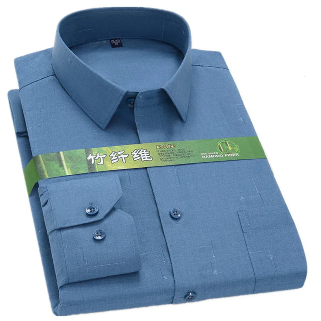 7XL 6XL 5XL Men's Printed Shirt - Bamboo Fiber, Long Sleeve Comfort