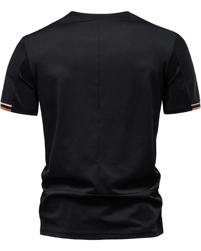 AIOPEAON Men's Casual O-neck T-Shirt - Solid Color Sporty Style