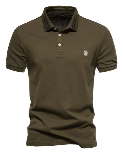 AIOPEON 100% Cotton Men's Polo Shirt - Casual Solid Short Sleeve