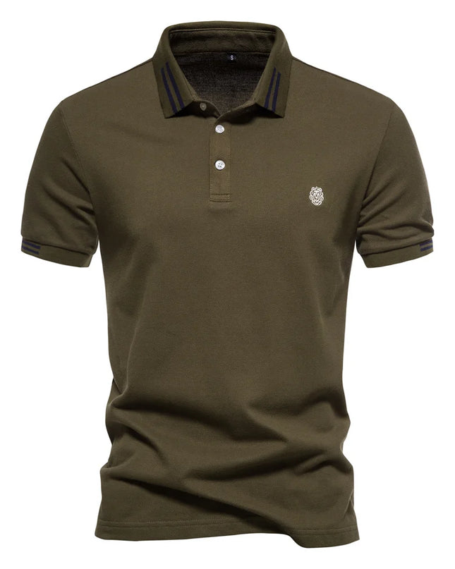AIOPEON 100% Cotton Men's Polo Shirt - Casual Solid Short Sleeve